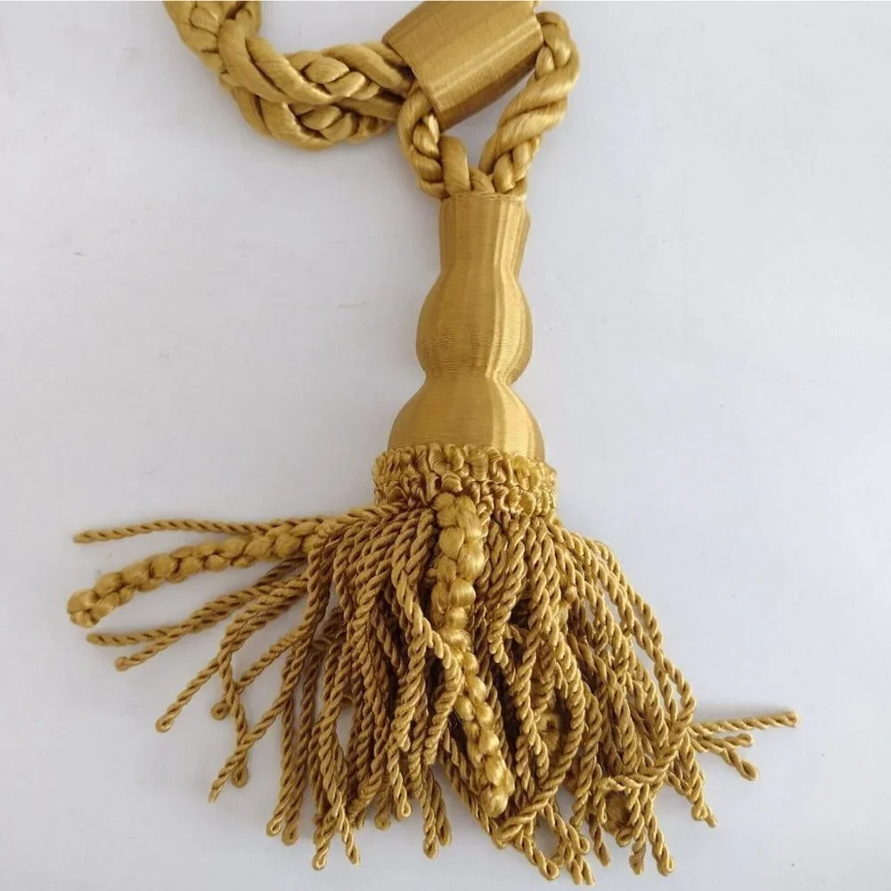 Vtg New Sears Drapery Holdbacks Tiebacks Gold Tassel Medallions Hollywood READ